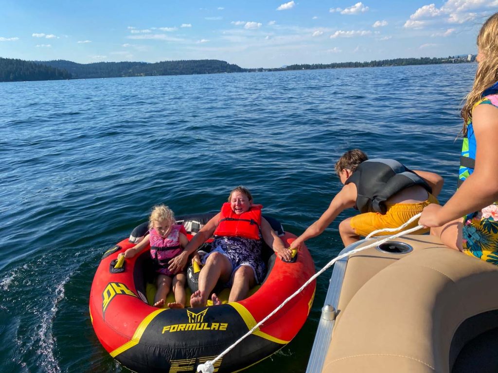 Tubing behind a boat